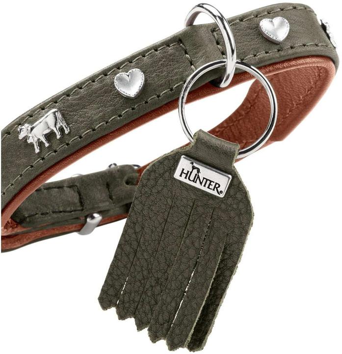 Image du produit Hunter Collier München Mini 30/XS, cuir de boeuf, vert/cognac (XS, Chien, Général)