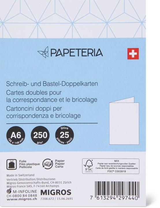 Produktbild Papeteria A6 Schreib- und Bastel-Doppelkarten (250 g/m², 25 x)