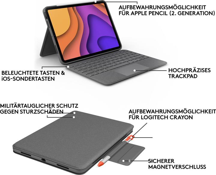 Produktbild Logitech Folio Touch (CH, Apple iPad Air 2020, Apple iPad Air 2022)