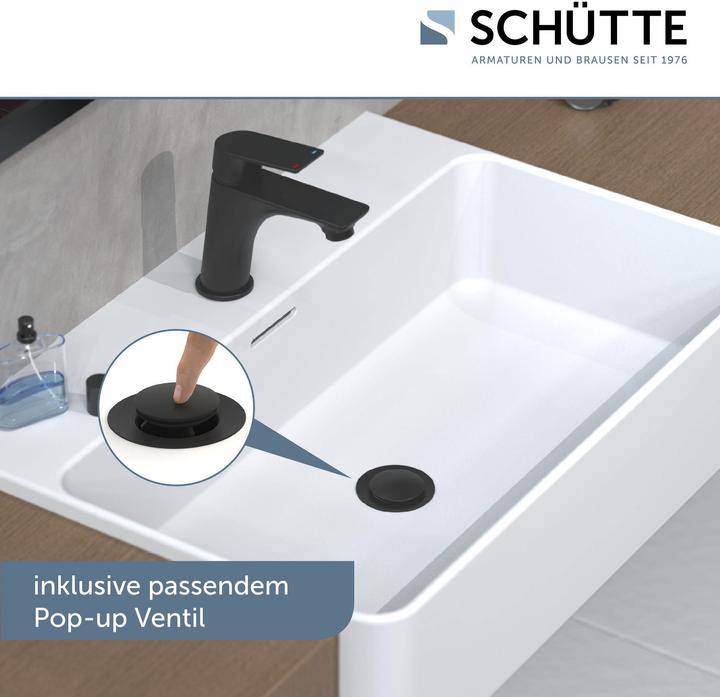 Produktbild Schütte Wasserhahn Bad BOSTON Waschtischarmatur Schwarz matt Einhebelmischer Mischbatterie 33216