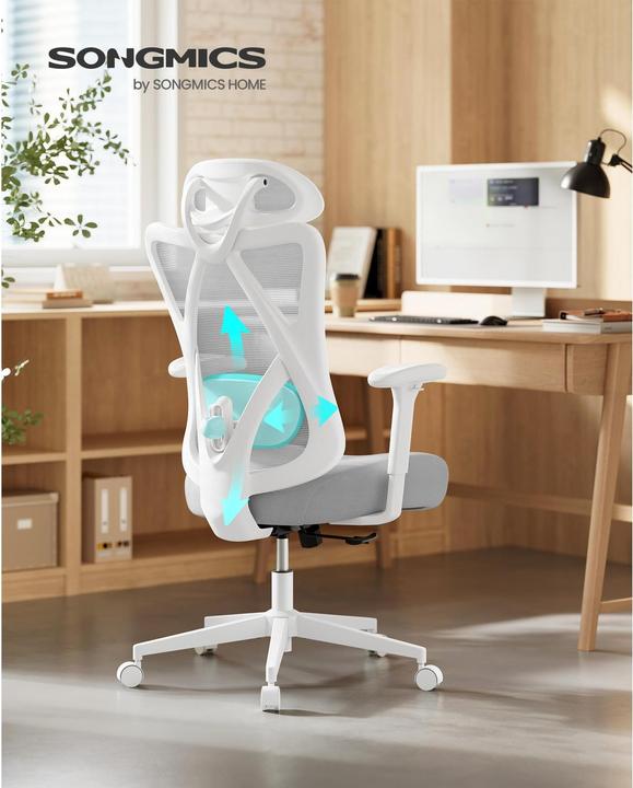 Image du produit Songmics Bürostuhl mit verstellbarer Lendenstütze und Kopfstütze (46 - 56 cm)