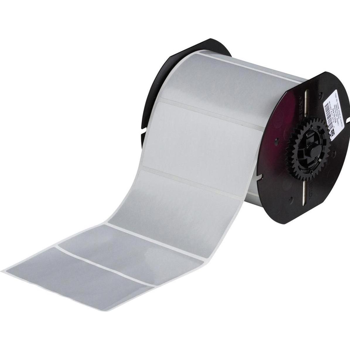 Brady, Etiketten, B33-55-434, metallisierter Polyester, Silber, glänzend, 101.60 x 50.80 mm, extrem stark haft