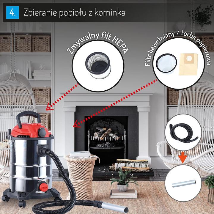 Actual product image Camry CR 7045 industrial vacuum cleaner stainless steel