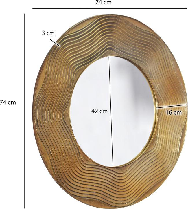 Actual product image FineBuy Wall mirror hallway mirror round metal 74 cm mirror hallway hanging mirror (Ø 3 cm)