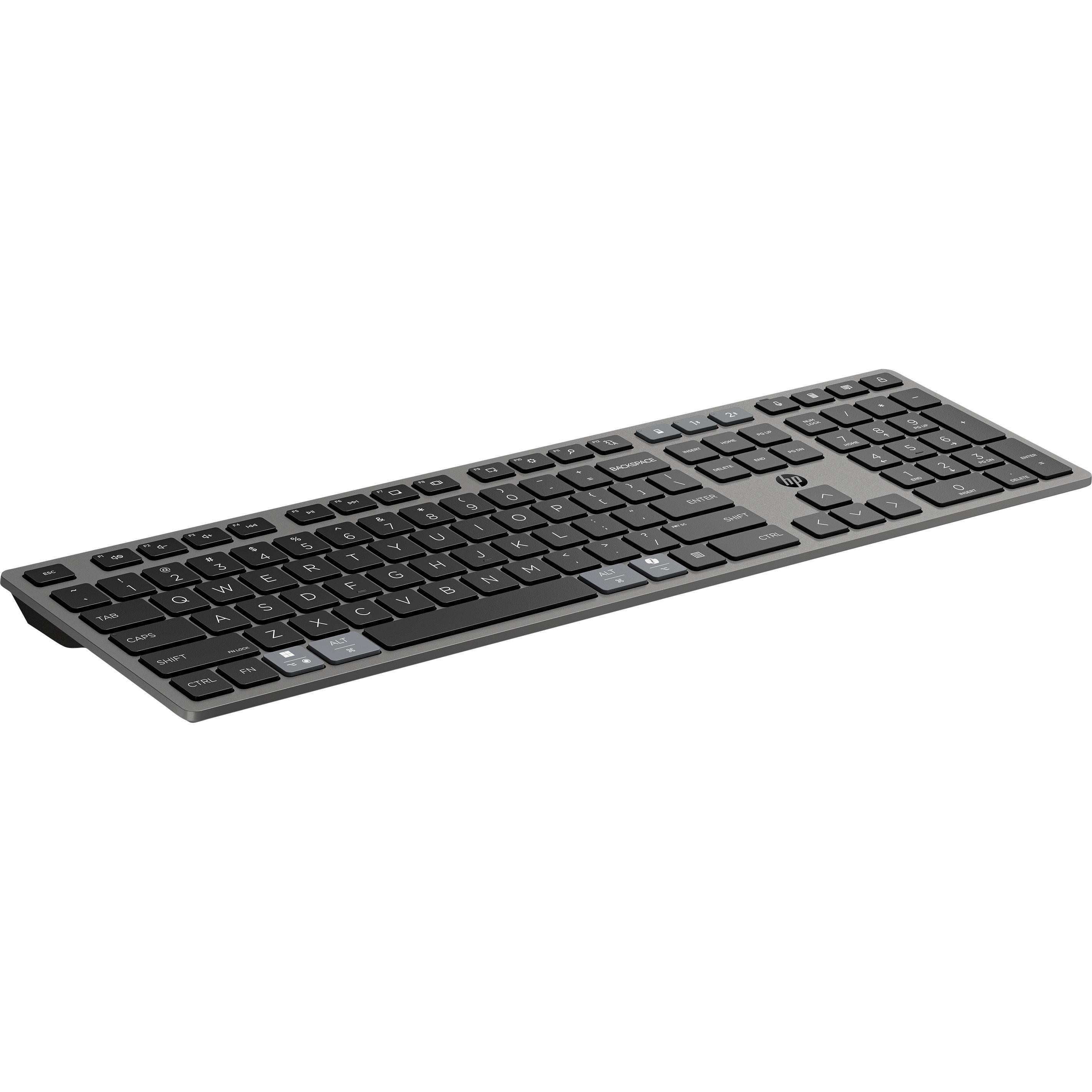 HP 720 Dual-Mode Rechargeable Wireless Keyboard-GR (P) (Deutschland, Kabellos), Tastatur, Schwarz