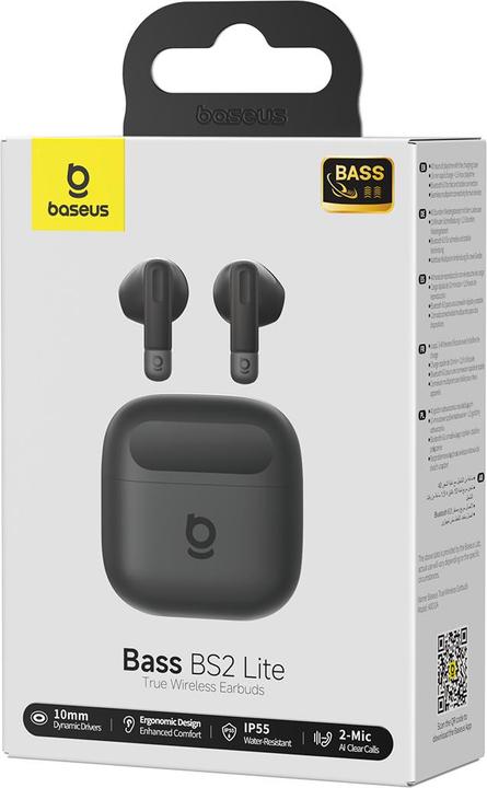 Actual product image Baseus - Wireless Earbuds Bass BS2 Lite (A0010A02) - True Wireless Stereo - Cosmic Black (40 h, Wireless)
