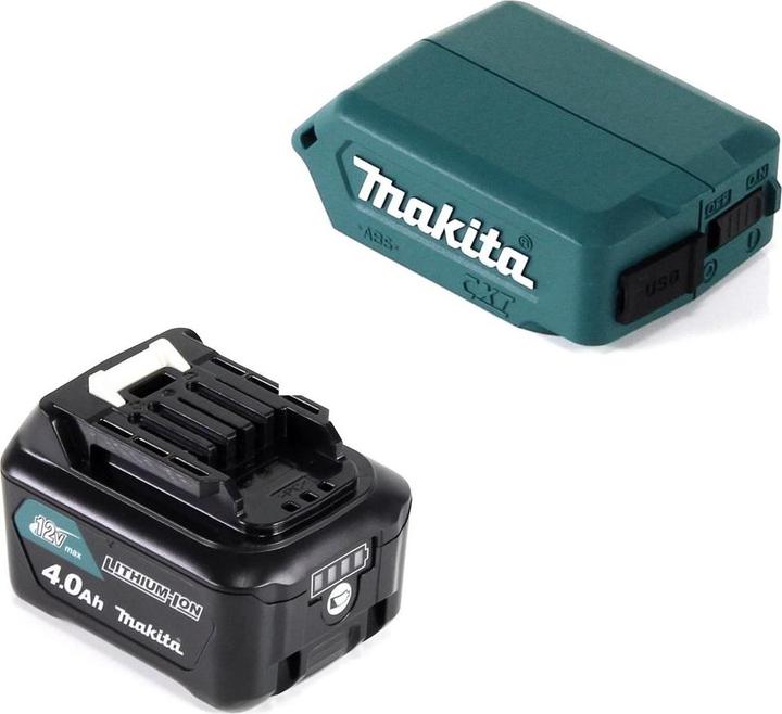 Produktbild Makita DEAADP08 WM1 USB Adapter für 10,8V-12V Akkus + 4,0 Ah Akku ( 197406-2 ) + Lader ( 197343-0 ) (12 V)