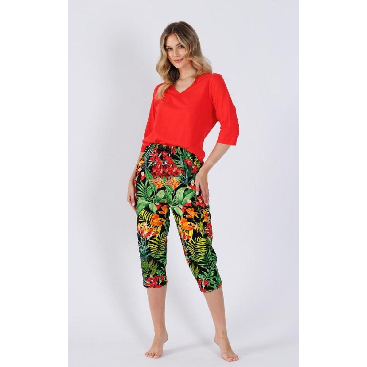 M-Max, Damen, Pyjama, Pyjama, Rot, (XXL)