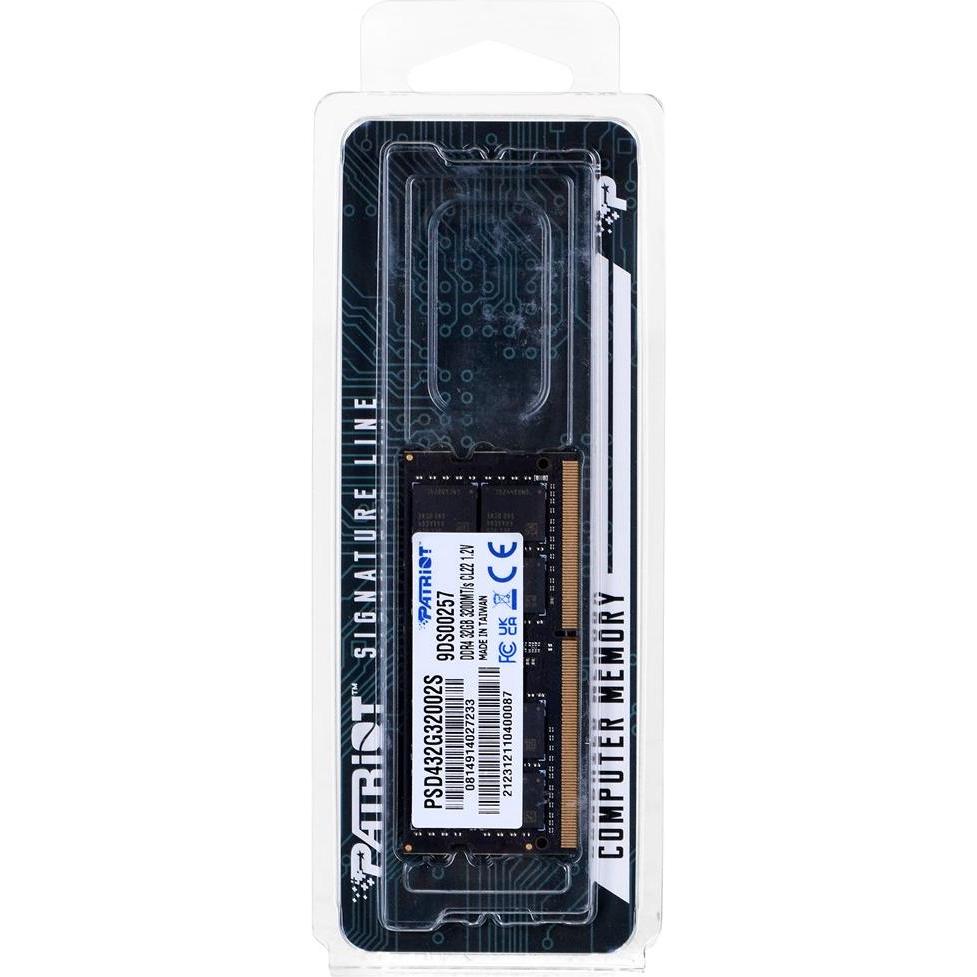 Thumbnail - Patriot Signature PSD432G32002S Speichermodul GB DDR4 (1 x 32GB, 3200 MHz, DDR4-RAM, SO-DIMM), RAM, Schwarz