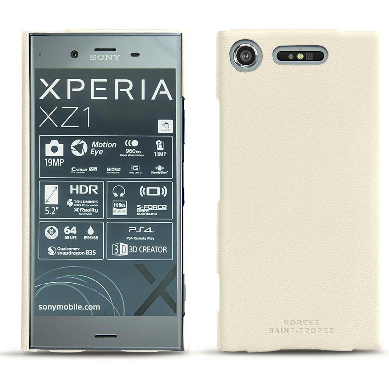 Noreve Lederschutzhülle (Sony Xperia XZ1), Smartphone Hülle, Weiss