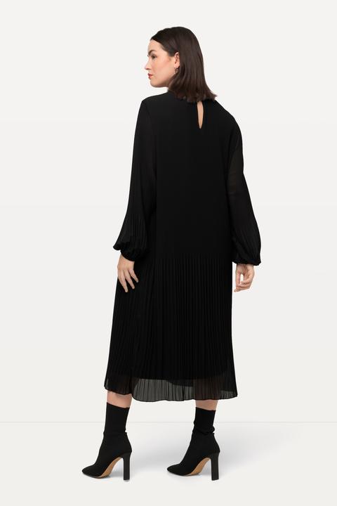 Produktbild Ulla Popken Plissee-Midikleid, A-Linie, Rundhals, Langarm (54)