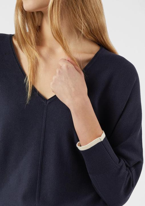 Produktbild Comma Strickpullover Femininer Feinstrickpullover mit V-Ausschnitt und 3/4 Arm (M)