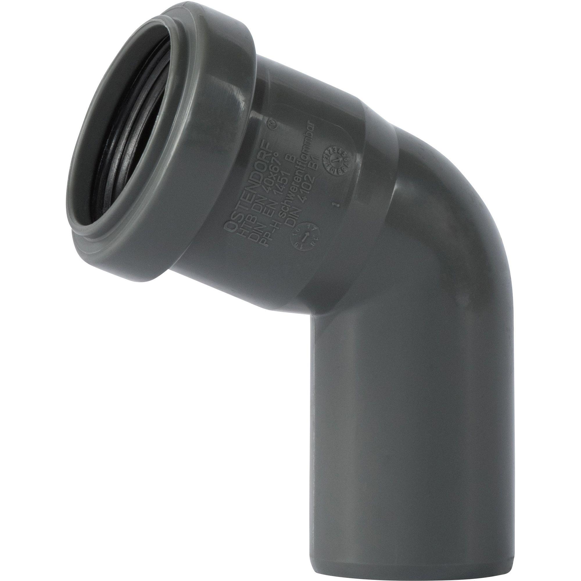 Csdk SL, Zubehör Sanitärinstallation, 40 mm x 67° Biegeablauf PP grau