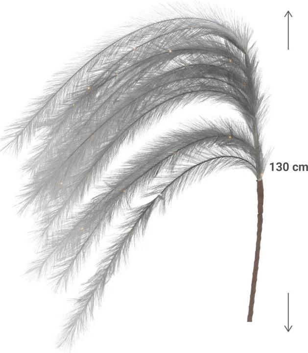Actual product image Casativo Illuminated decoration 6 feathers, feather decoration with LEDs and timer function, grey, 130 cm