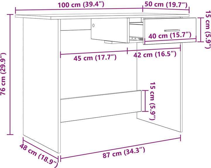 Produktbild vidaXL Moderner Schreibtisch (100 x 50 x 76 cm)