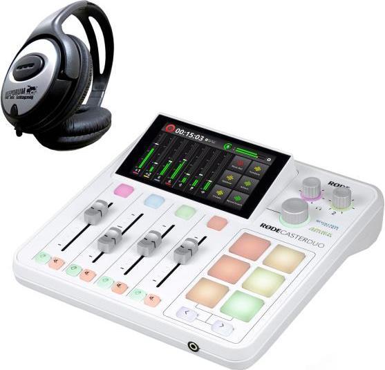 RØDE Rodecaster Duo Station Weiss mit Kopfhörer (USB)