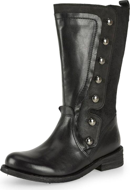 Produktbild Felmini GREDO D896 Bikerstiefel aus einer Mischung aus Leder und Wildleder in Schwarz, mit Metallknöpfen und (39)