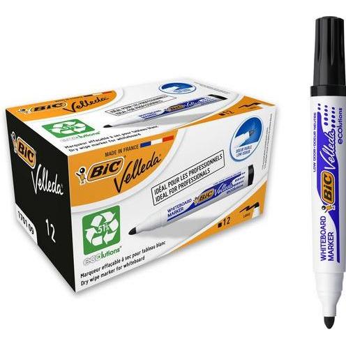 Bic, Marker, Whiteboardmarker Velleda 1701 1-5 mm, schwarz, 12 Stück in einer Packung 701092 (Schwarz, 1.30 mm, 12 x)