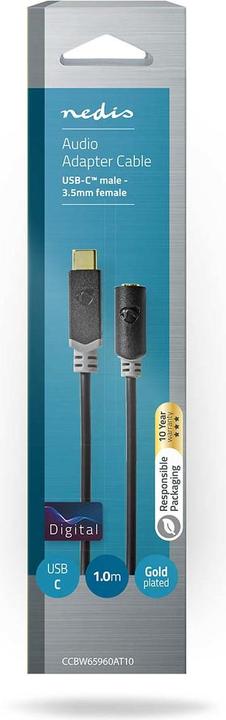 Productafbeelding Nedis USB-C™ Adapter | USB 2.0 | USB-C™ Stekker | 3,5 mm Jack | 1,00 m | Rond | Verguld | PVC | (1 m, USB 2.0)