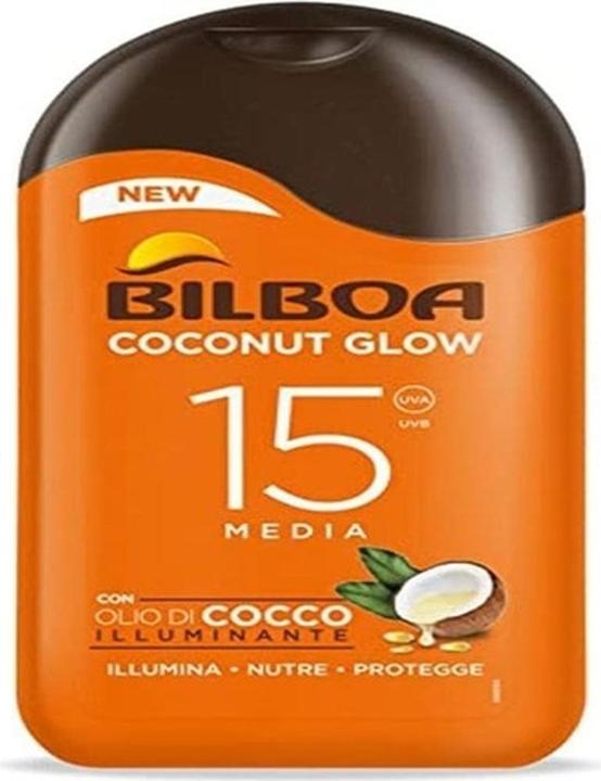 Immagine prodotto Bilboa Crema solare Coconut Glow SPF 15 con olio di cocco e vitamina E 200ml (Crema solare, SPF 15, 200 ml)