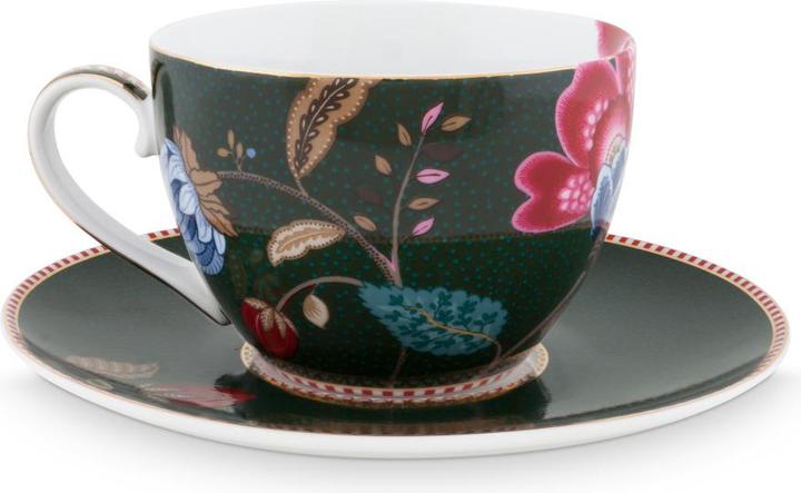 Fantasioso motivo floreale in verde intenso