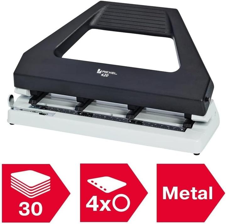 Image du produit Rexel Perforateur multi-positions 420 Variable, noir-gris Capacité de perforation : 30 feuilles, en
