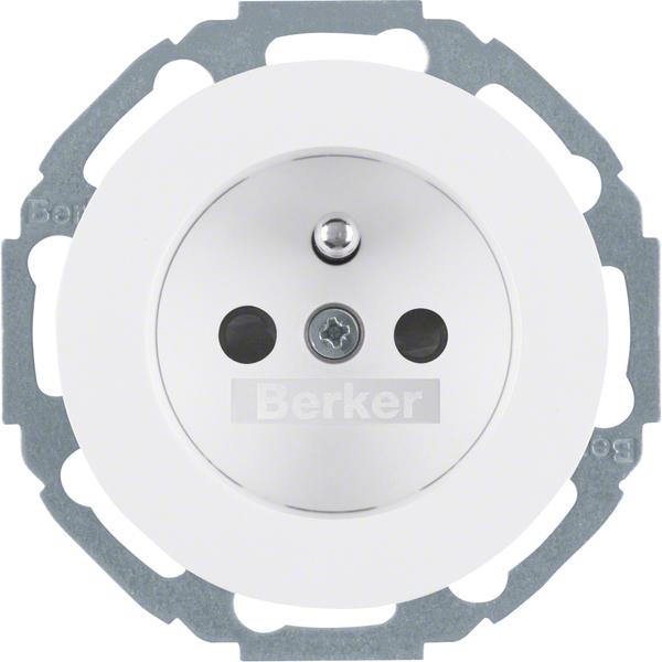 Berker, Steckdose, Steckdose mit Schutzkontaktstift u. erh.BS Serie R.Classic polarweiss, glänzend
