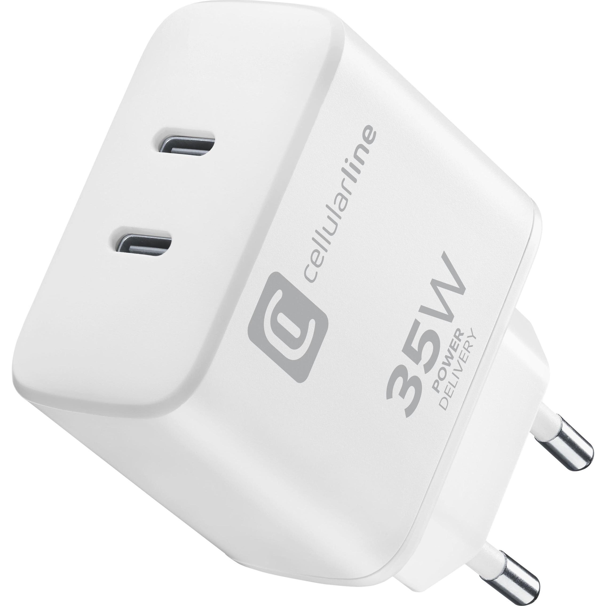 Cellularline Dual Charger 35W (35 W), Caricatore USB, Bianco
