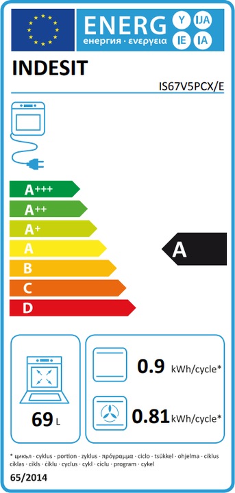Energie-Label Indesit IS67V5PCX/E
