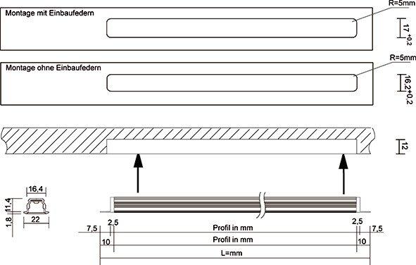 Actual product image L&S LED recessed profiles Manila without light screen