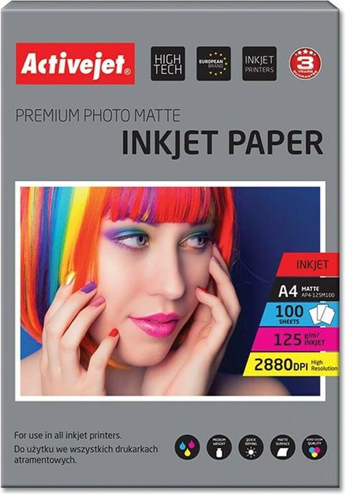 Actual product image Activejet AP4-125M100 Photo Paper Matte (125 g/m², 21 x 29.7 cm, 100 x)