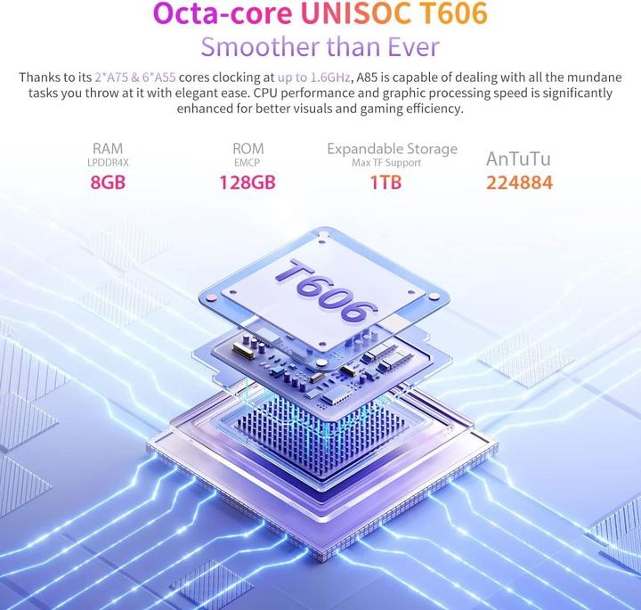 Produktbild Blackview A85 8/128GB 4G/NFC (128 GB, Noir, 6.56", Dual SIM, 4G)