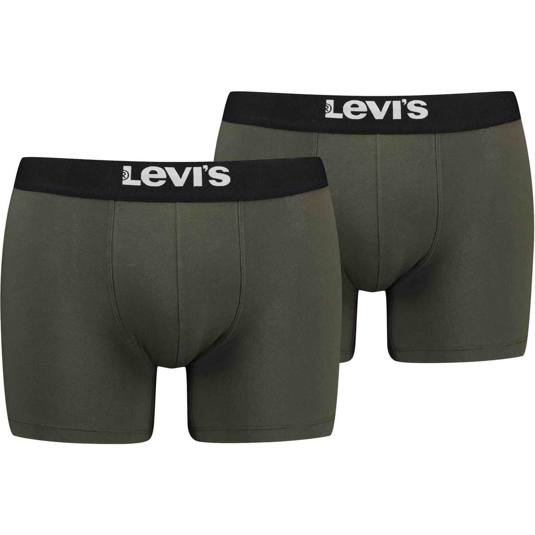 Levis, Herren, Unterhosen, Basic BoxerBrief, Grün, (M, 2er Pack)