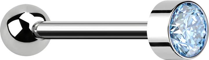 Actual product image Star Piercing Micro Barbell Innengewinde silber mit Kugel silber Zylinder hoch silber mit Kristall aqua (without brass, Titanium)