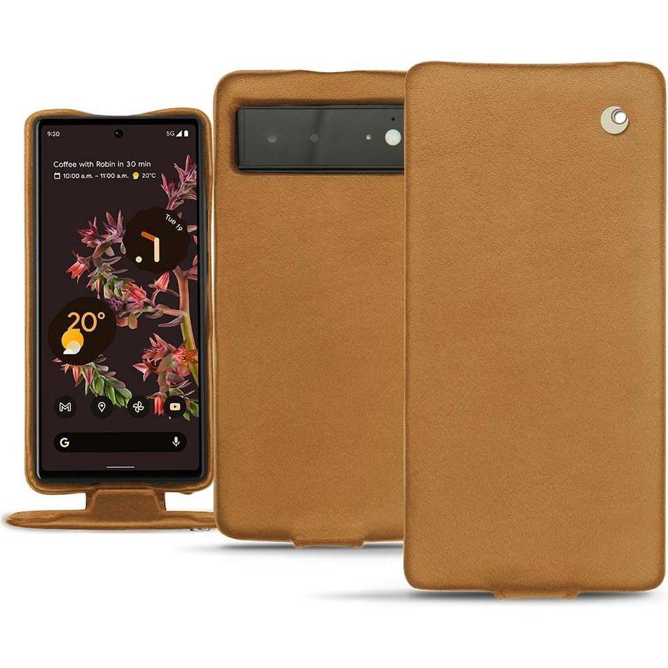 Noreve Lederschutzhülle vertikal (Google Pixel 6), Smartphone Hülle, Braun