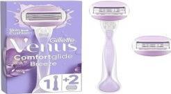 Actual product image Venus Optic Gillette Comfortglide Breeze Razor 1 Handle 2 Blade Refills 3 Blades Gentle Shaving