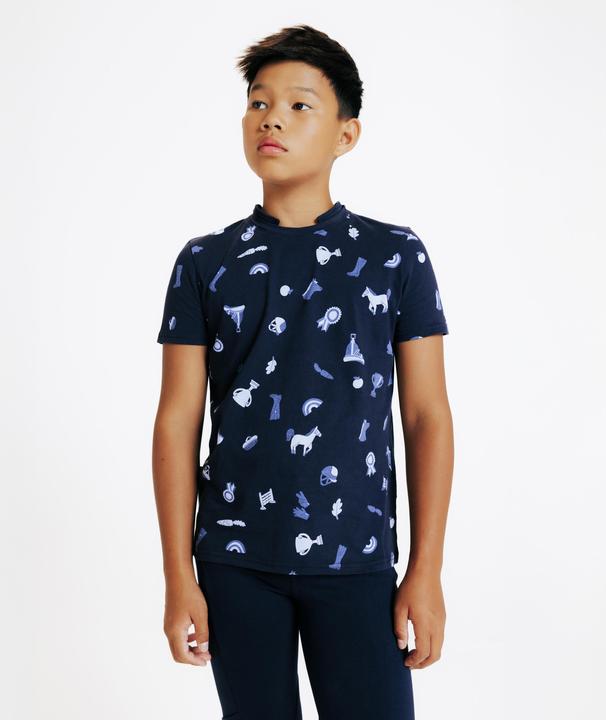 Produktbild Fouganza Reit-Poloshirt Magic kurzarm Kinder Print blau (10XL, 11XL, 12XL)