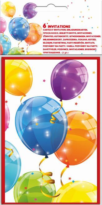 Produktbild Procos 6 Einladungskarten - Luftballons - ca. 10 x 15 cm (6 Stk.)