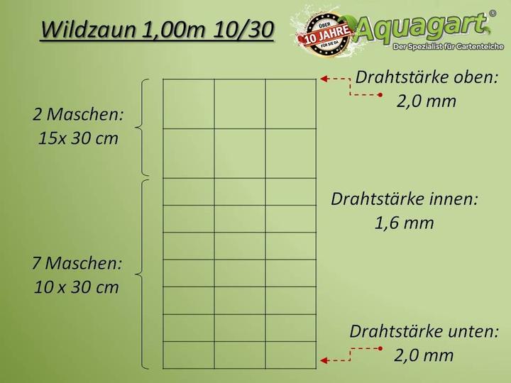 Produktbild Aquagart 300m Wildzaun Forstzaun Knotengeflecht 100/10/30+ Z-Profil Zaunpfosten