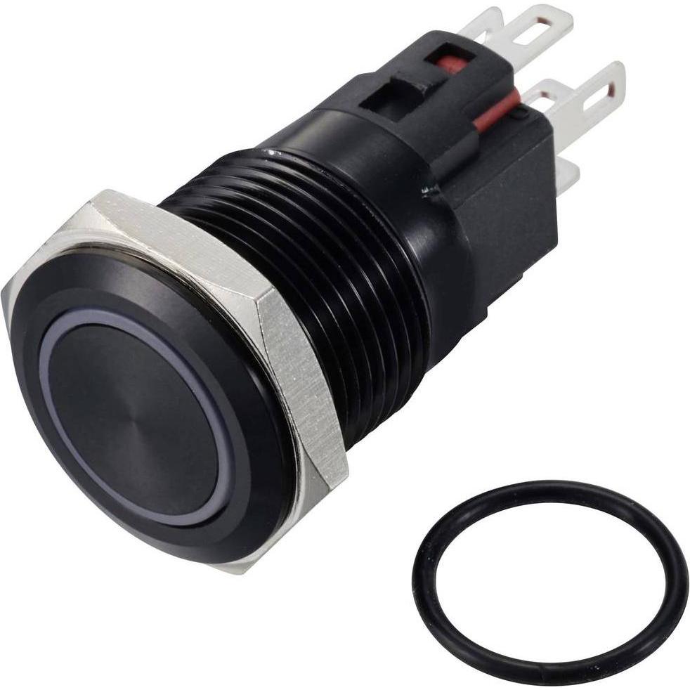 Tru Components TC-12647428 Drucktaster 250 V/AC 3 A 1 x Aus/(Ein) IP65 Blau tas, Taster + Schalter, Blau