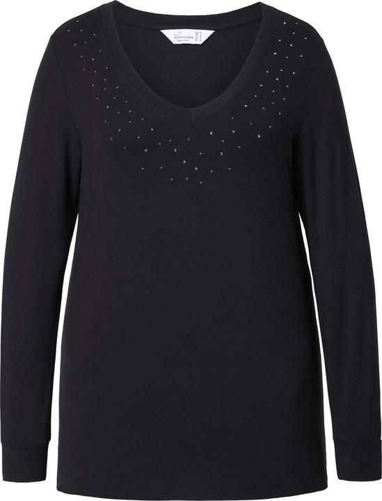 Produktbild Miamoda Langarmshirt, Classic Fit, Glitzersteinchen (50)