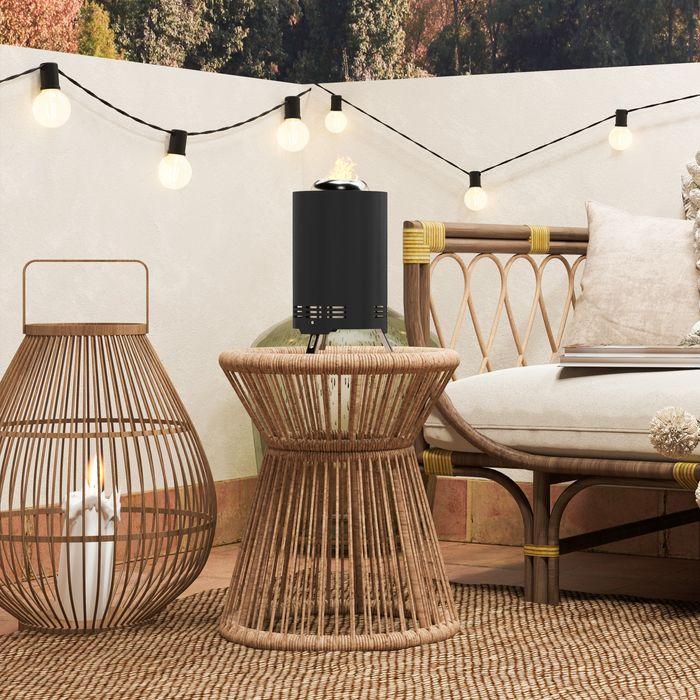 Immagine prodotto Swisshandel24 Feuerschale Ø16x25cm Edelstahl Schürhaken BBQ Camping Schwarz (16 cm)