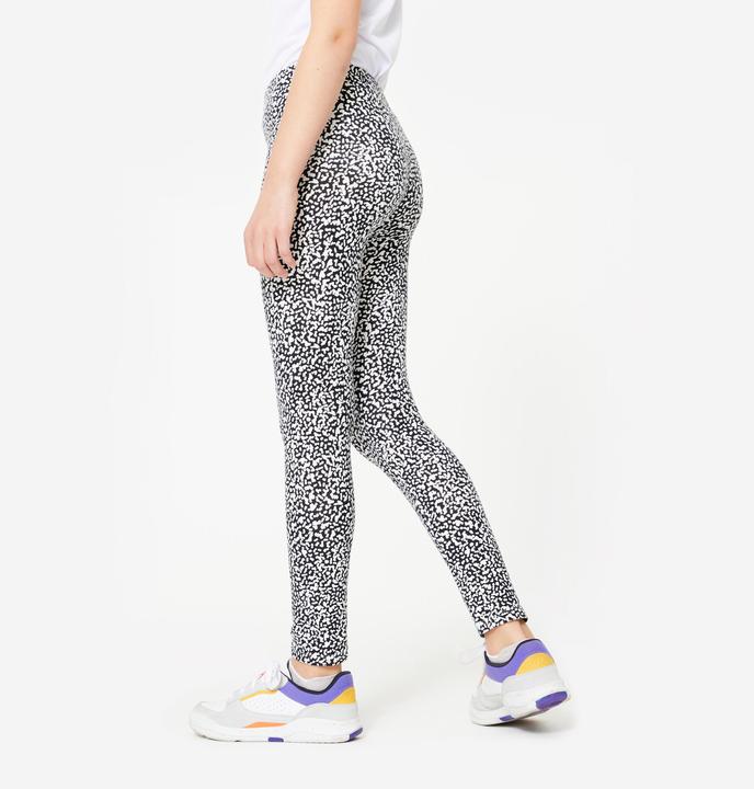 Actual product image Decathlon Leggings girls cotton printed - black/white (8, 9, 10)