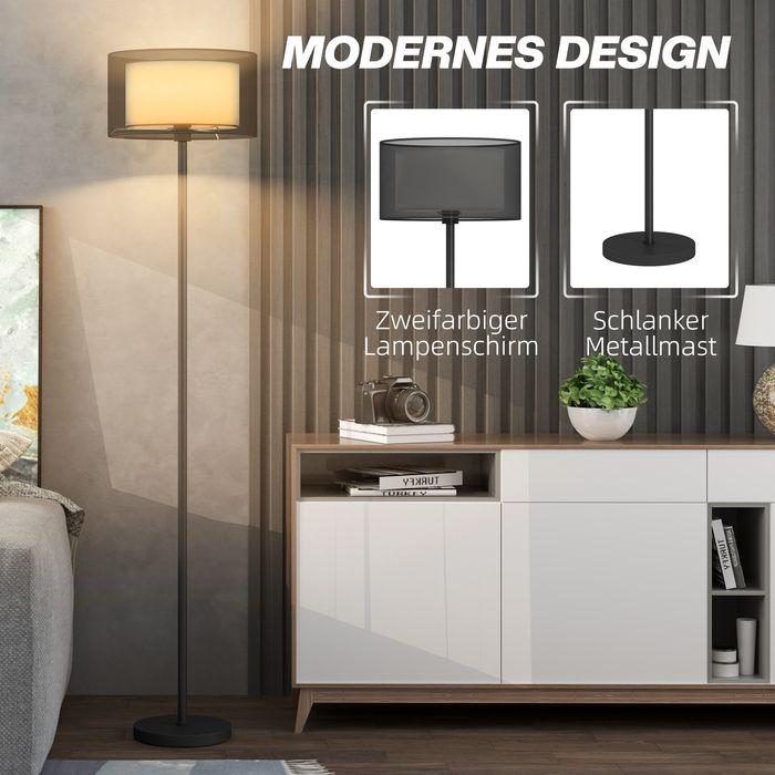 Actual product image Swisshandel24 Stehlampe, zweifarbiger Lampenschirm, Fussschalter, Metall, Schwarz (E27)