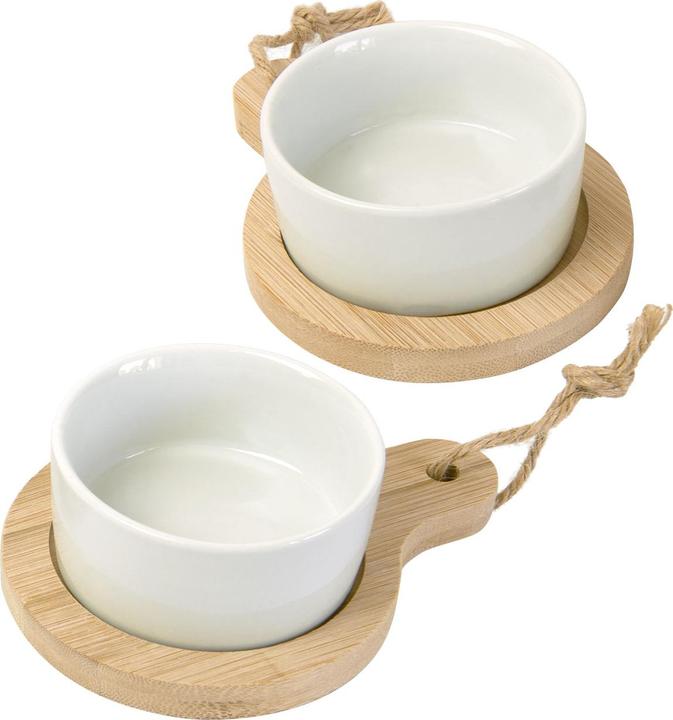 Image du produit Casativo Lot de 4 bols en bambou, bols à tapas en céramique sur plateau de service