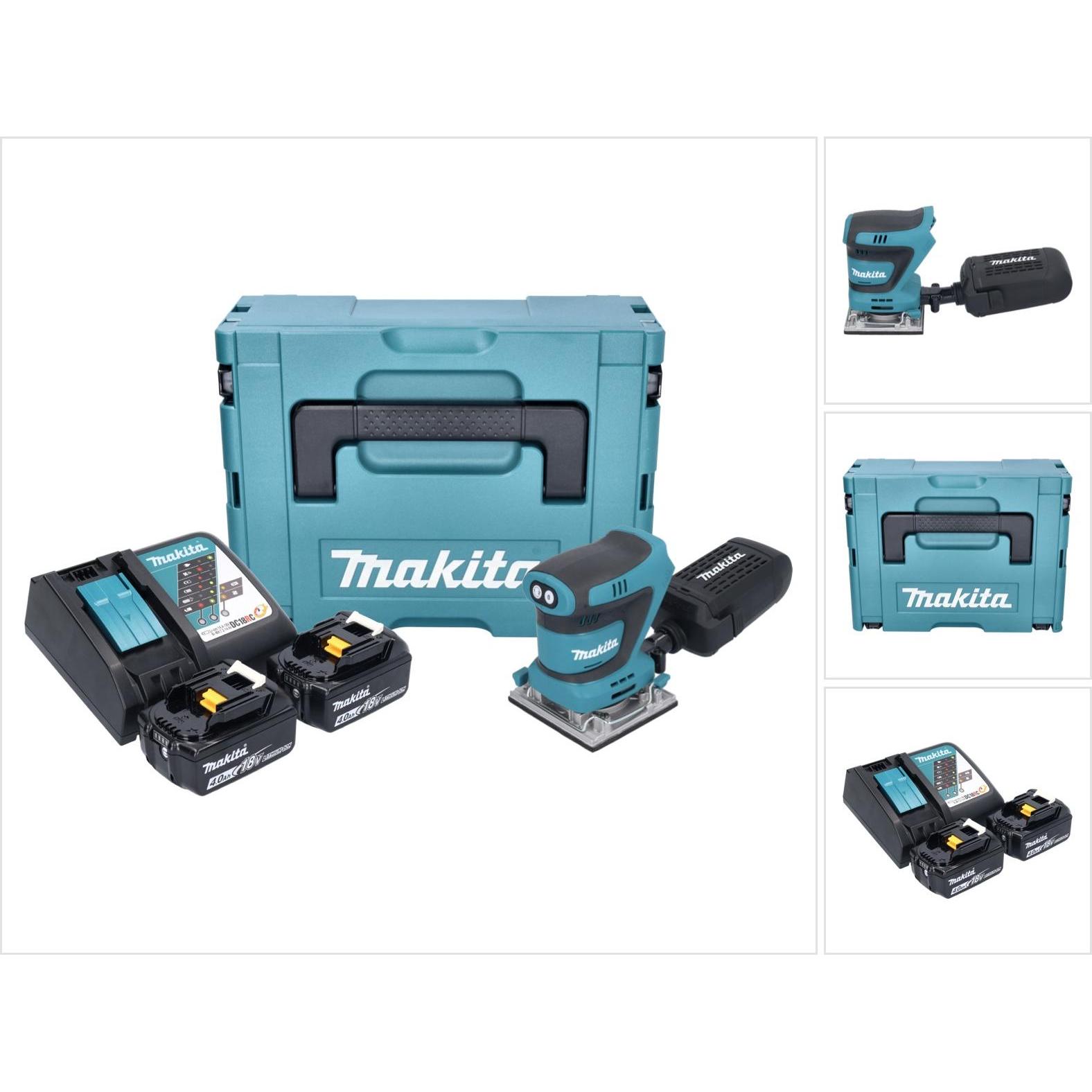 Makita, Schleifmaschine + Poliermaschine, DBO 484 RMJ Akku Schwingschleifer 18 V 112 x 102 mm + 2x Akku 4,0 Ah + Ladeger...