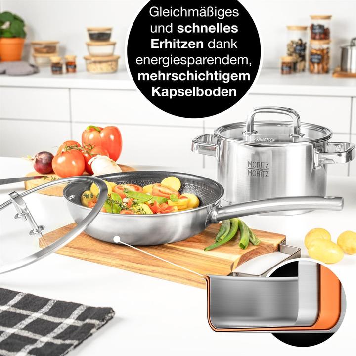 Produktbild Moritz & Moritz Edelstahl Pfannendeckel Universal 30cm - Deckel für Pfanne als ideale Ergänzung (Glas)