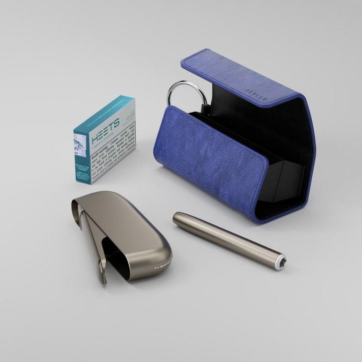 Actual product image Levelo Leather Case - IQOS Iluma 2023 With Terra Ciggaratte Compartment - Blue