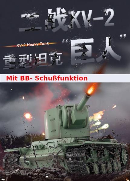 Immagine prodotto Es-toys Carro armato RC "Russian KV-2" Heng Long 1:16 con fumo e suoni -2,4Ghz V7.0 (RTR pronto all'uso)