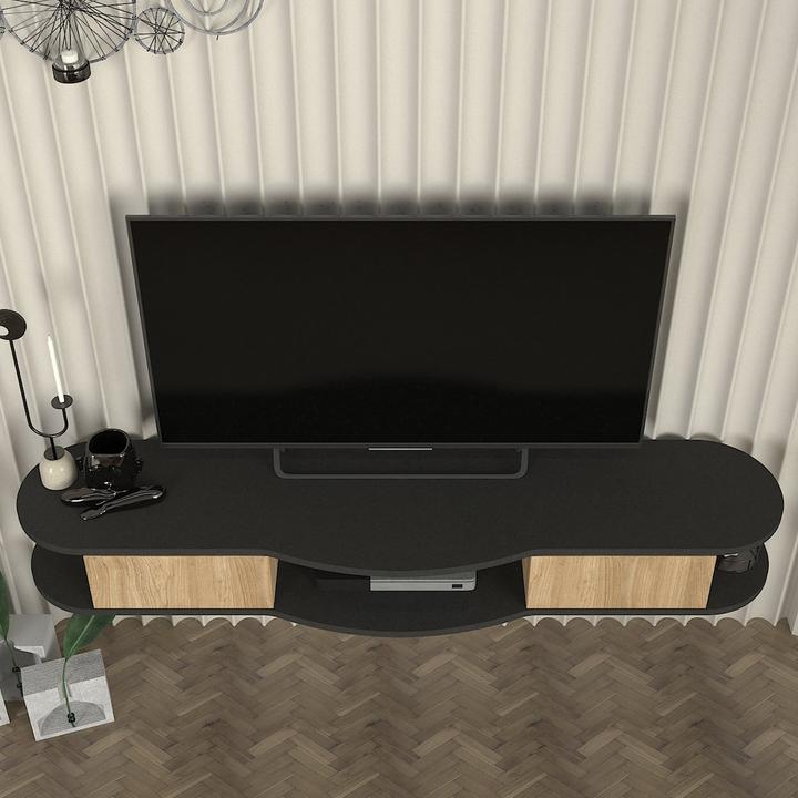 Produktbild En.Casa TV-Lowboard hängend Nyskiri 150x35x19 cm Anthrazit/Eicheoptik
